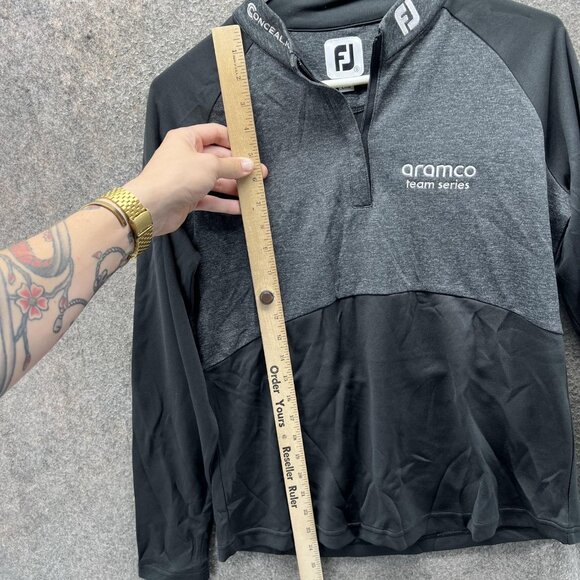 FootJoy Pullover Womens Small Gray Black 1/4 Zip Aramco Team Series Golf FJ - Picture 7 of 12